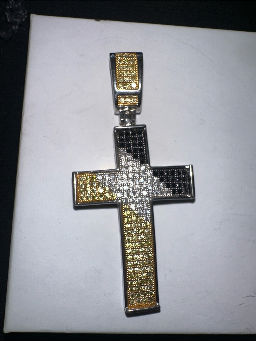 Gold and Black Cross Pendant - Women's or Men Jewelry 925